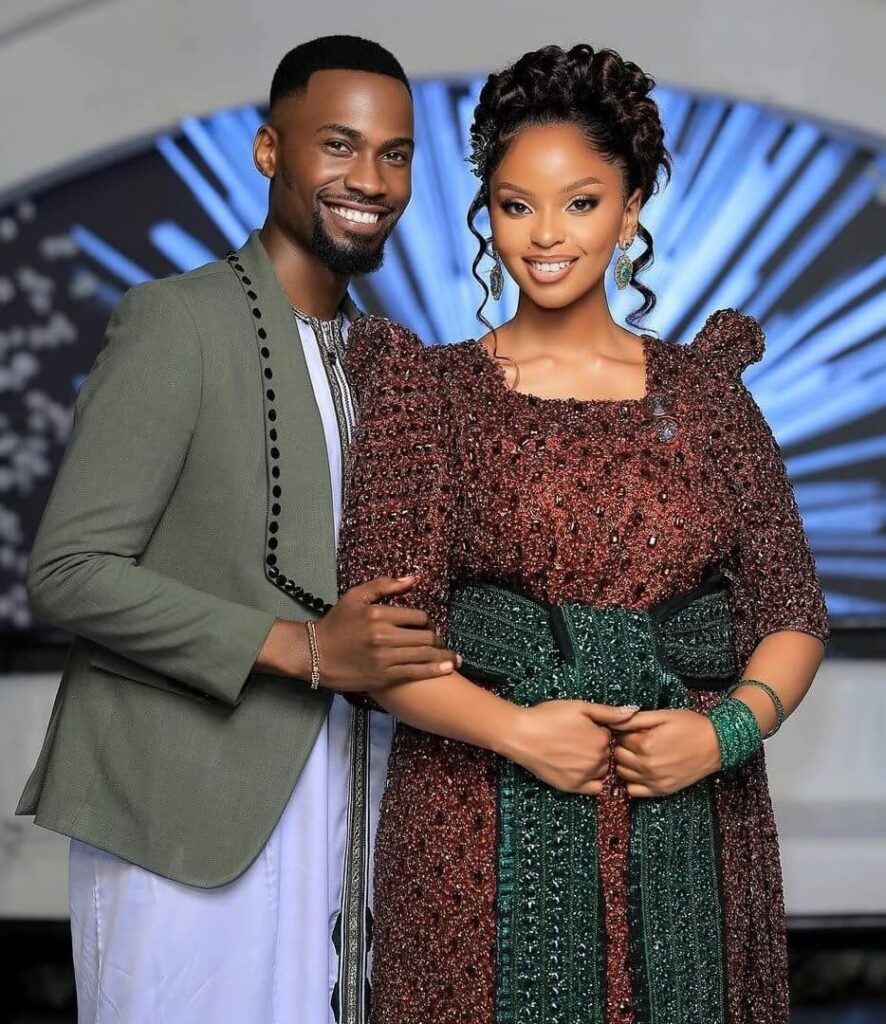 A beautiful Ugandan couple in their traditional outfits at their traditional wedding. Image Source: Instagram