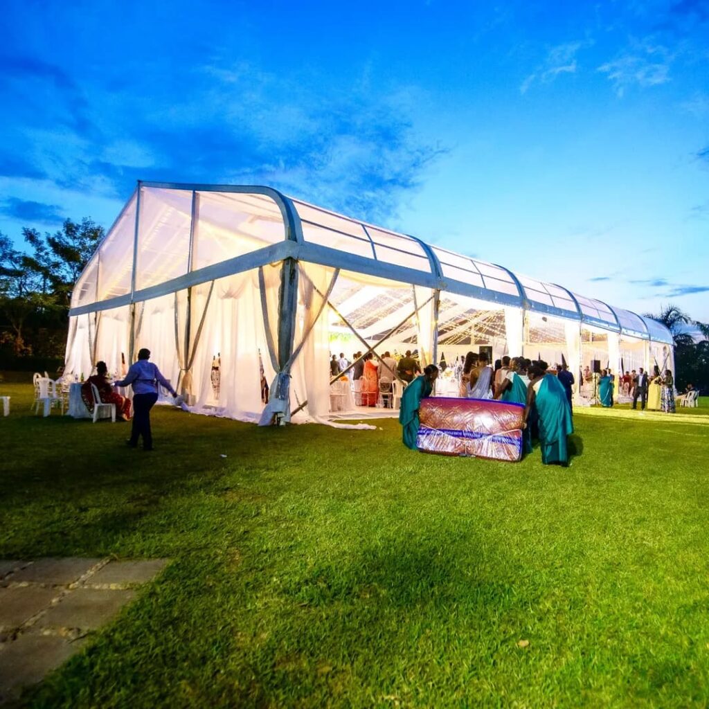 Canary Gardens is one of the biggest garden wedding venues in Kampala, with a seating capacity of 1,000 guests per event. Image Source: Instagram/@canarygardens
