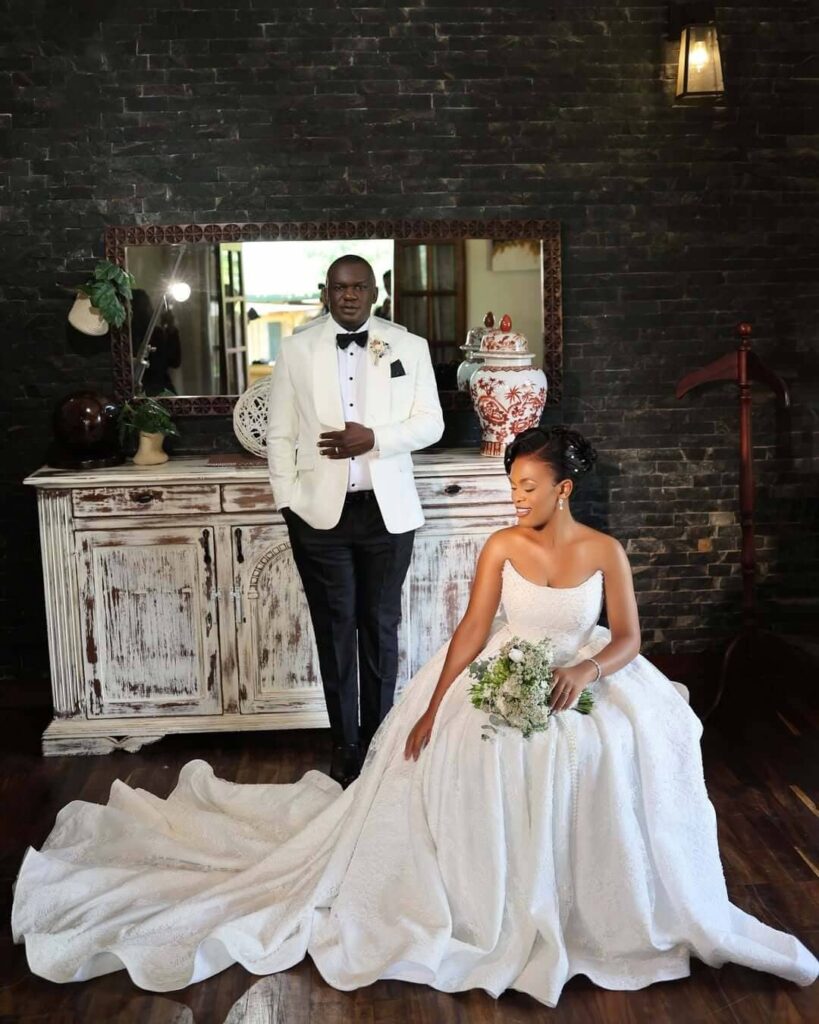 A beautiful Ugandan couple on their white wedding. Image Source: Instagram/@samiezweddings