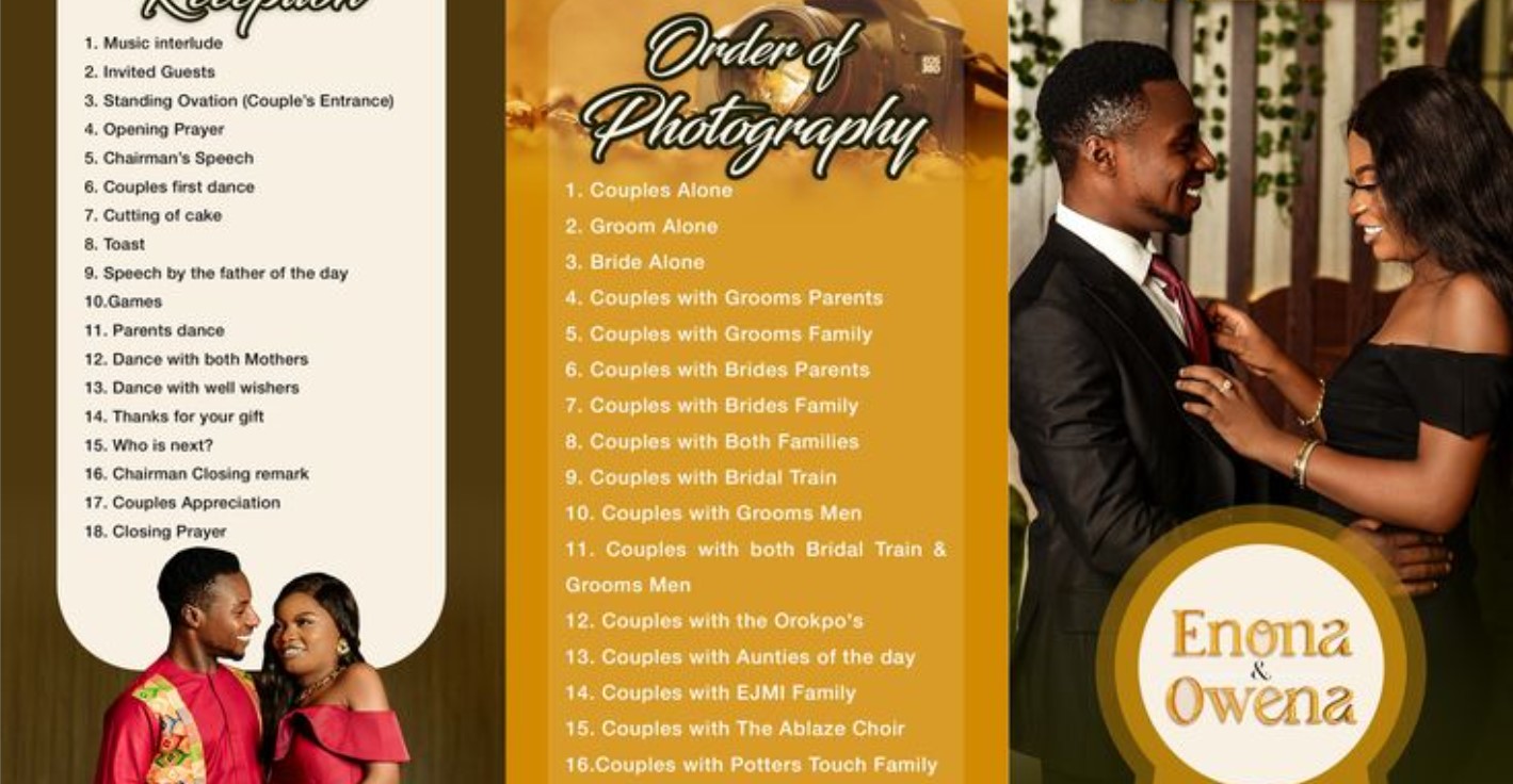 Wedding program outline image