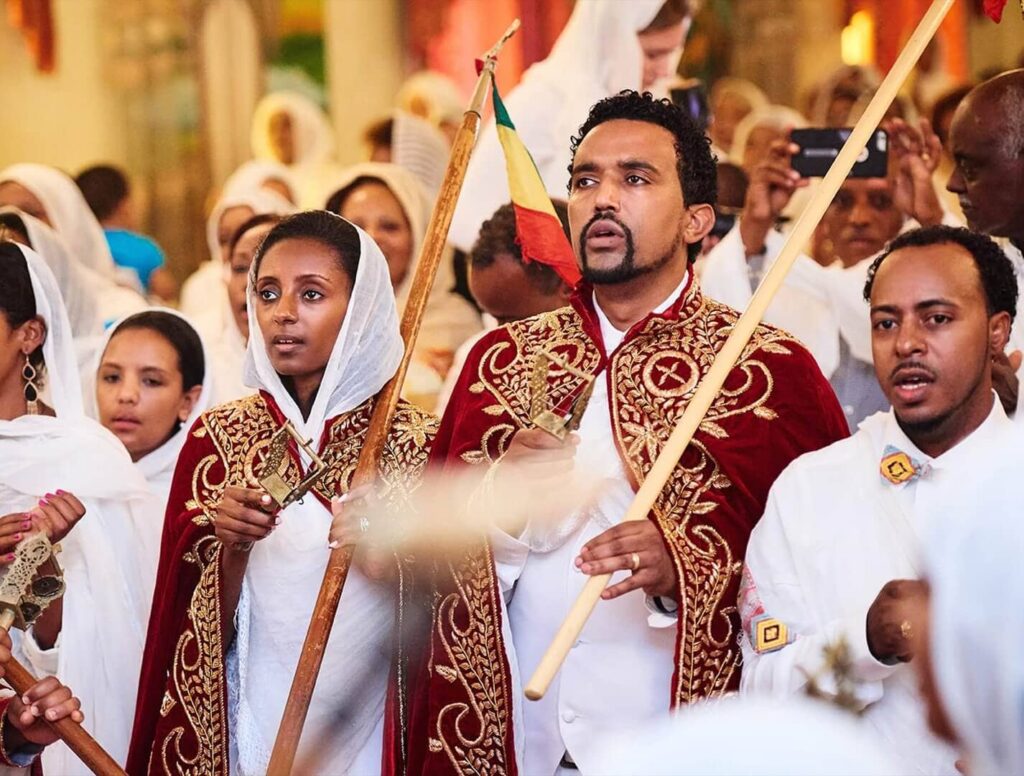 An Ethiopian couple on their wedding day. Image Source: allaboutethio.com