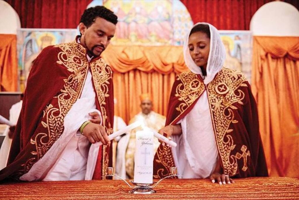 An Ethiopian couple on their wedding day. Image Source: allaboutethio.com