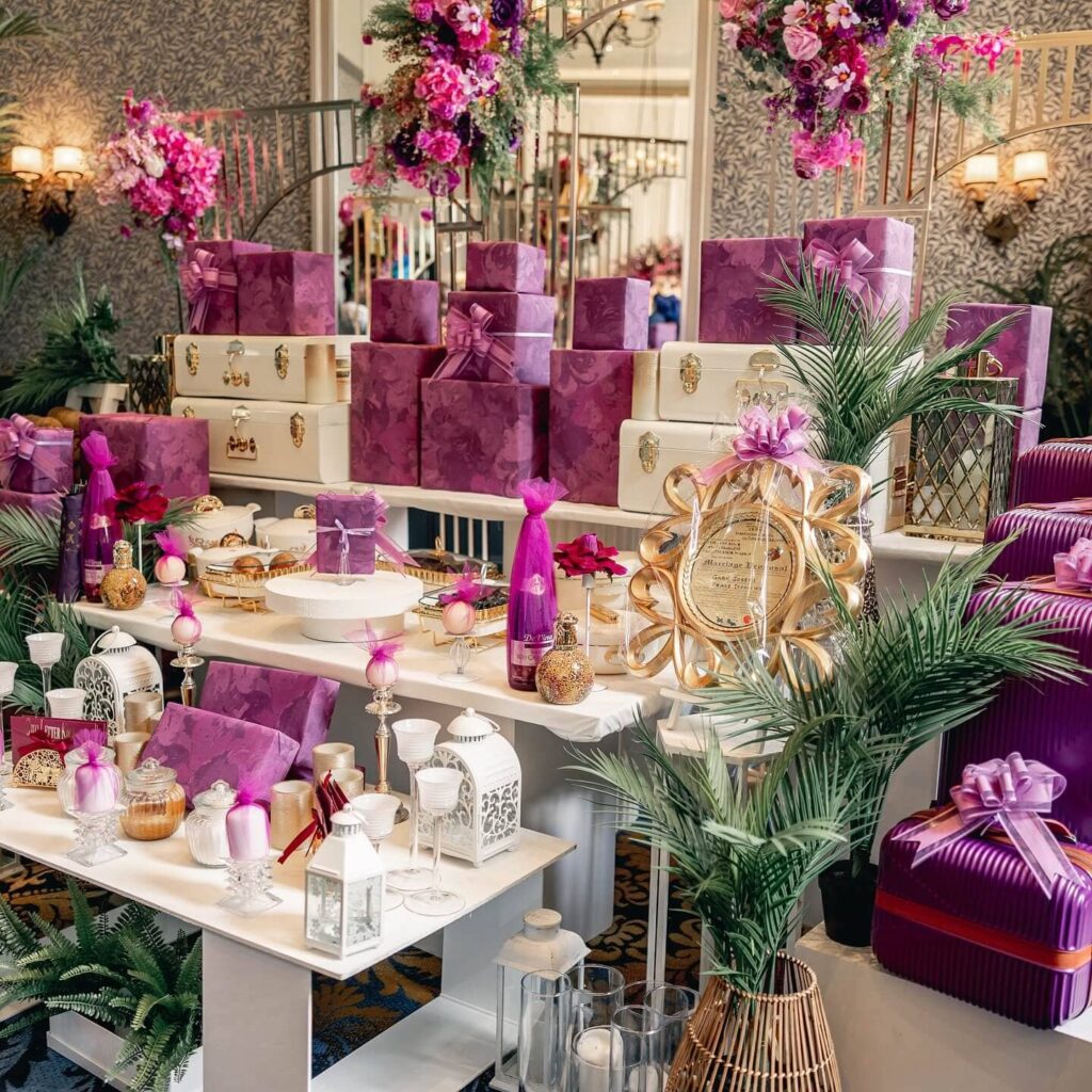 A touch of elegance to every wedding with beautifully wrapped gifts as tradition meets style. Image Source: Instagram/@awesomecreations_events
